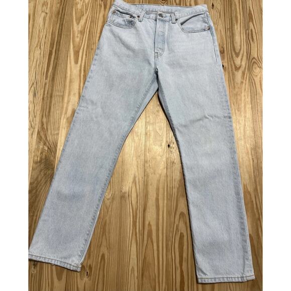 Levi's 501 Jeans Women W30 L 30Blue High Rise Straight Leg Distressed Denim - Picture 1 of 6